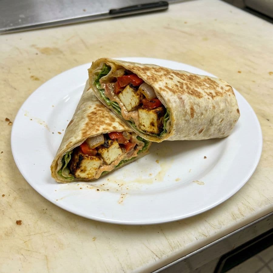 Wrap aux légumes et au paneer tikka / Vegetable Paneer Tikka Wrap